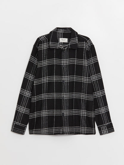 Regular Fit Long Sleeve Plaid Men's Shirt Jacket