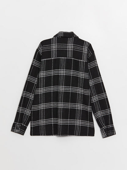 Regular Fit Long Sleeve Plaid Men's Shirt Jacket