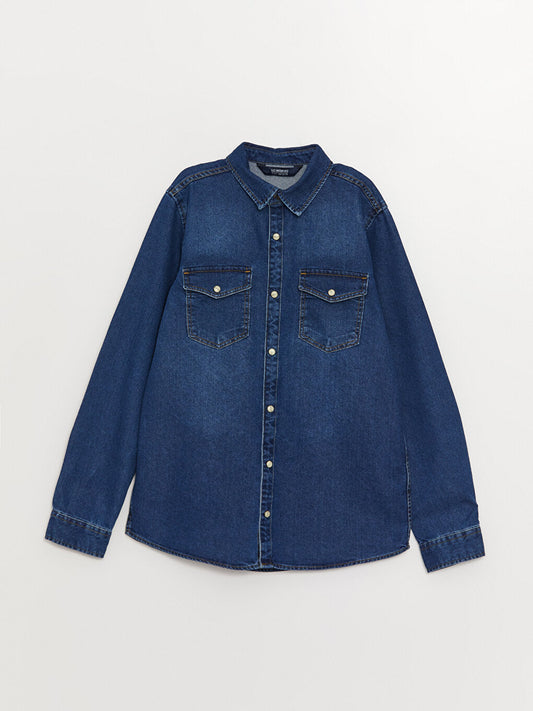 Basic Long Sleeve Boy Jean Shirt