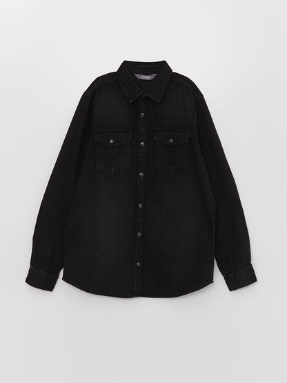 Basic Long Sleeve Boy Jean Shirt