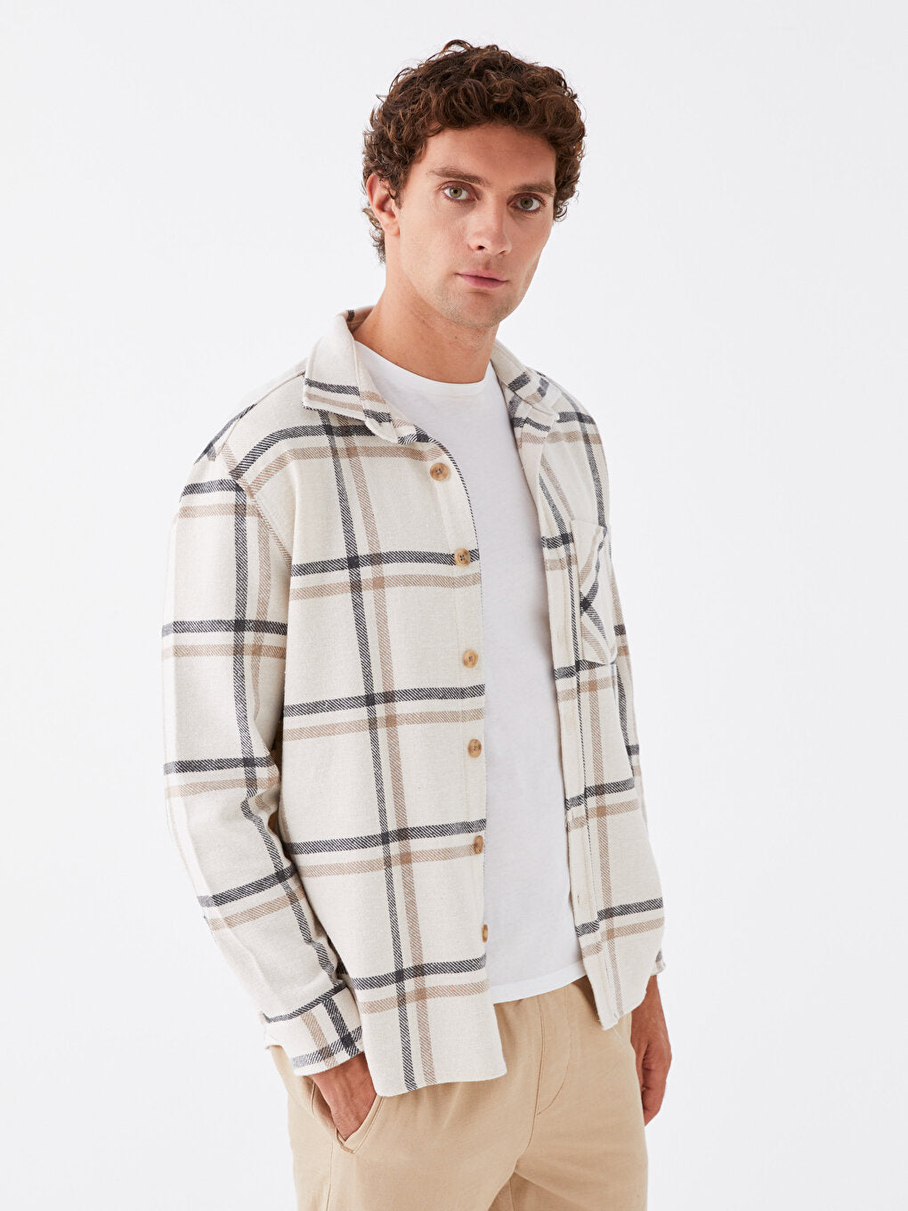 Comfortable Fit Long Sleeve Plaid Men's Shirt Jacket