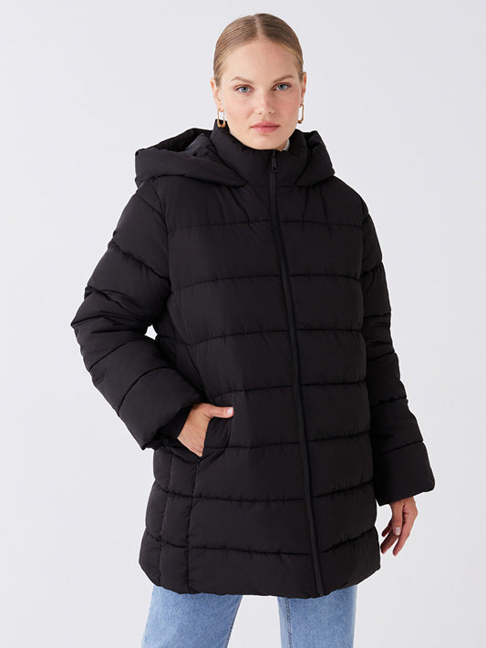 Hooded Plain Oversize Women's Puffer Coat