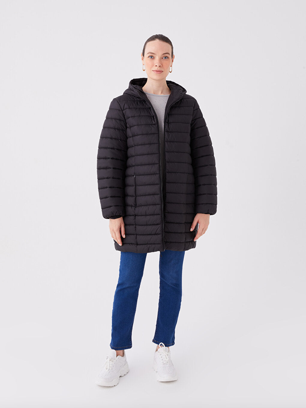 Women's Hooded Plain Puffer Coat