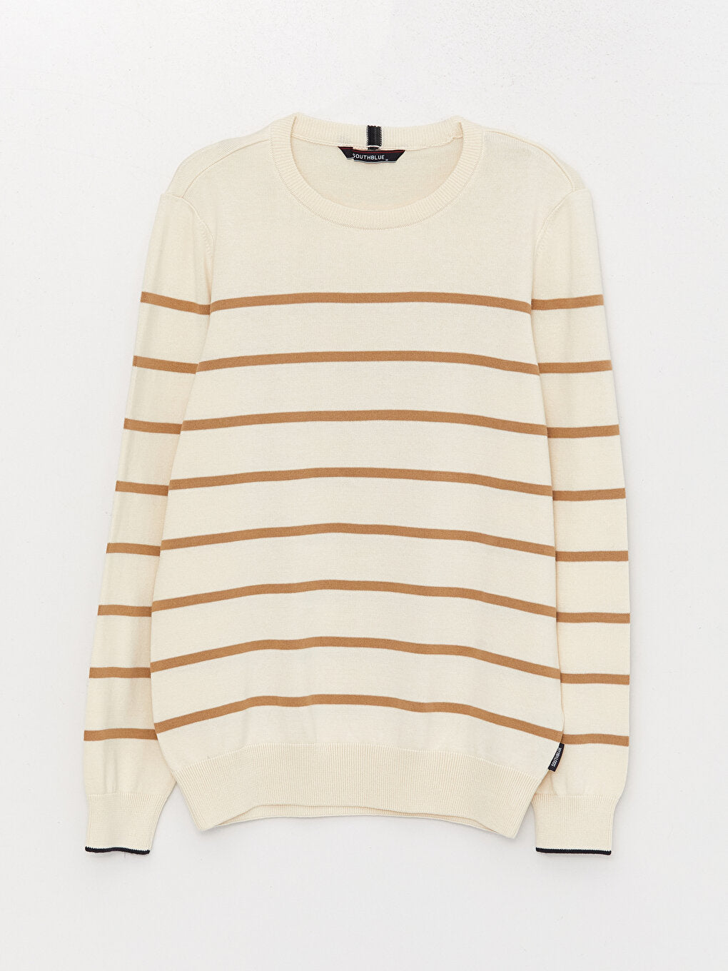 Crew Neck Long Sleeve Striped Men's Knitwear Sweater