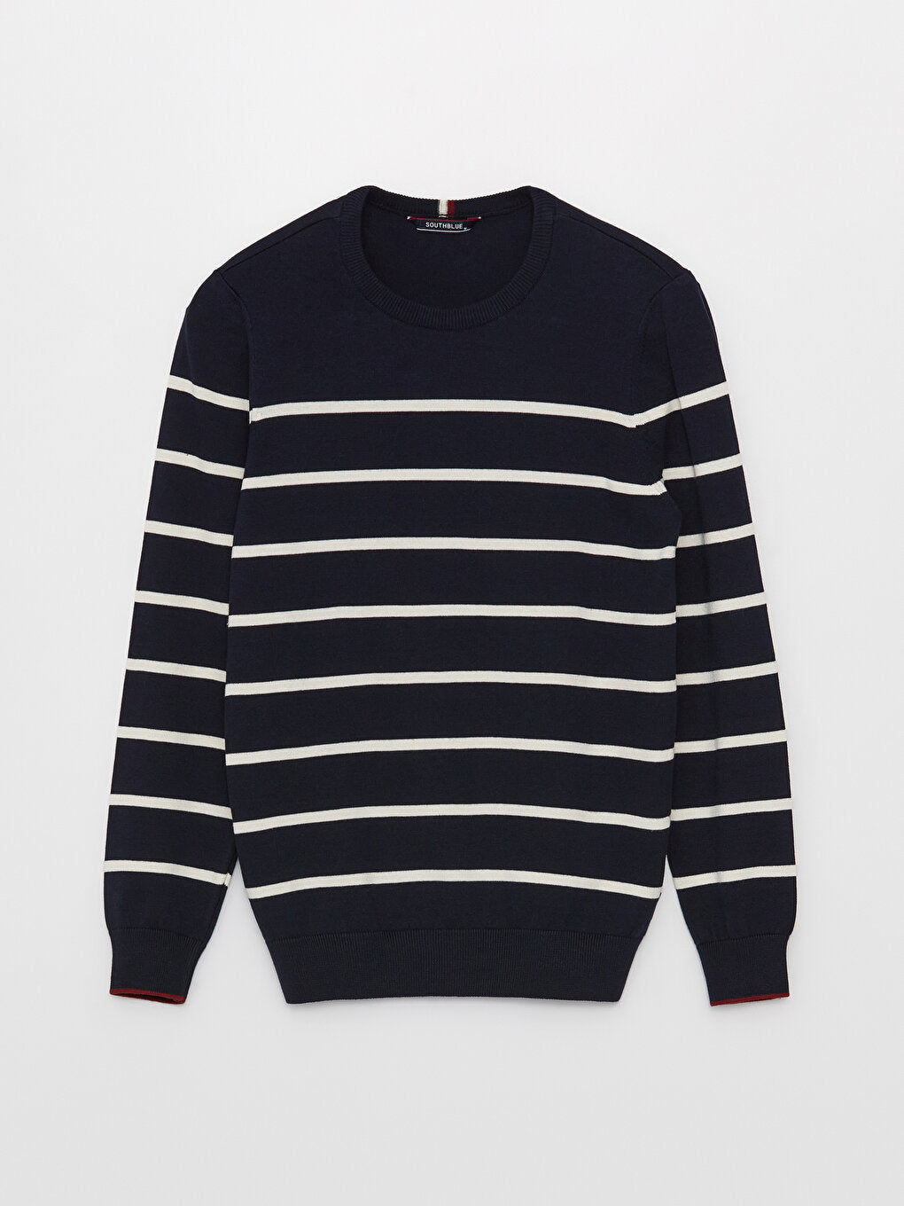 Crew Neck Long Sleeve Striped Men's Knitwear Sweater