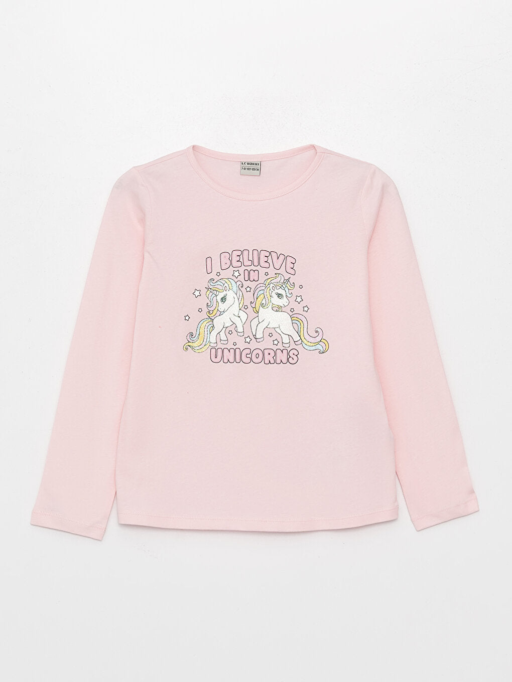 Crew Neck Printed Long Sleeve Girls' T-Shirt