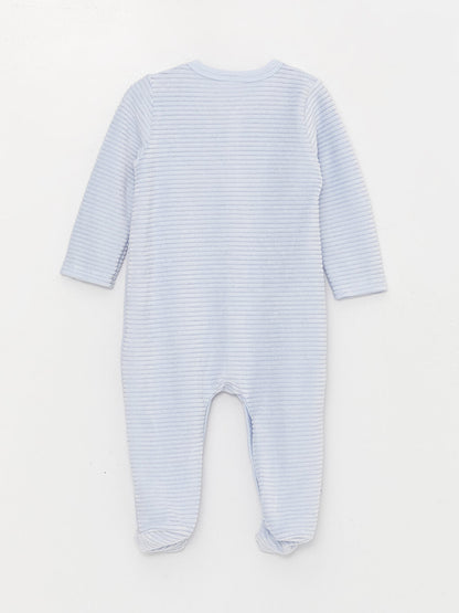 V-Neck Embroidered Velvet Baby Boy Jumpsuit