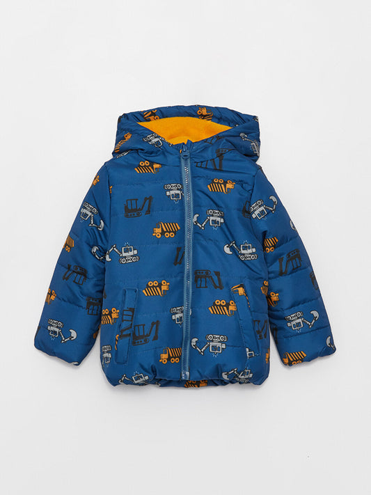 Hooded Long Sleeve Patterned Baby Boy Coat