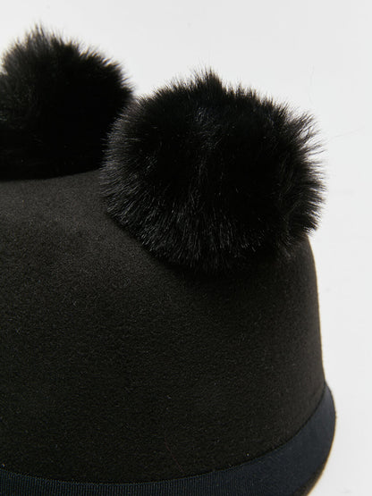 Double Pompom Girl's Cashmere Riding Hat