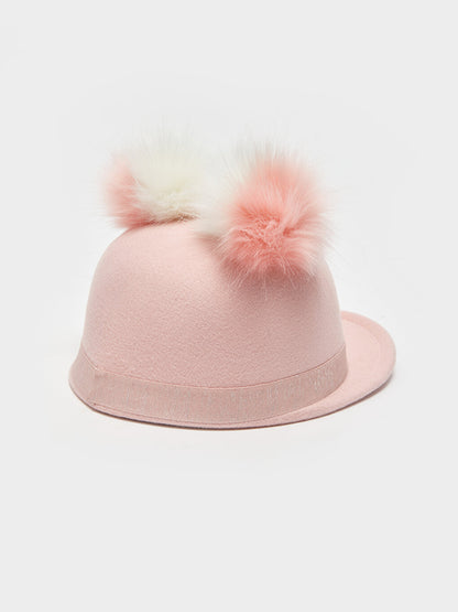 Girl's Pom-pom Cashmere Riding Hat