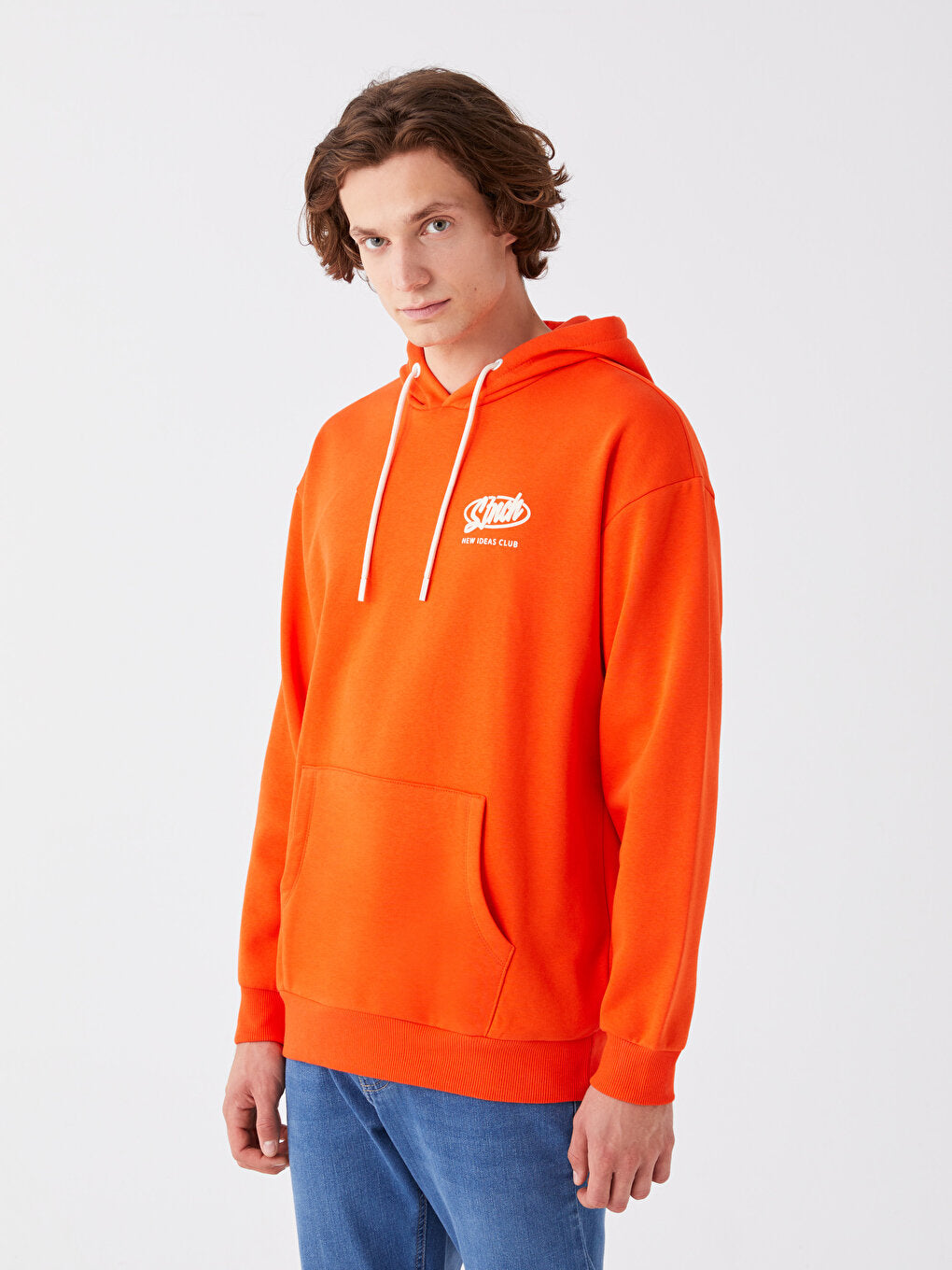 Oversize Long Sleeve Printed Men's Hoodie