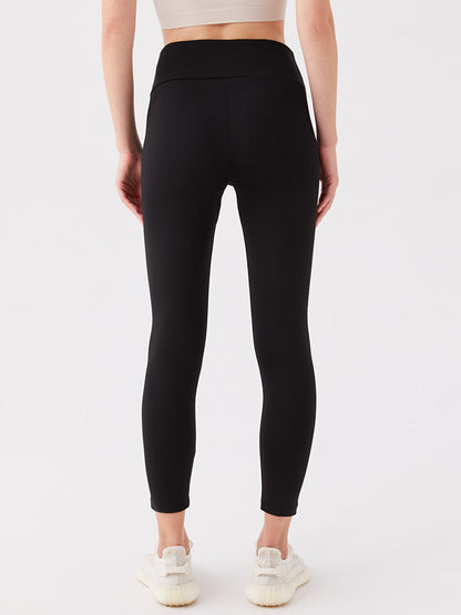 Women's Plain Thermal Leggings with Elastic Waistband