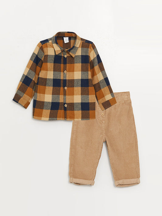 Plaid Patterned Baby Boy Shirt and Trousers 2-pack