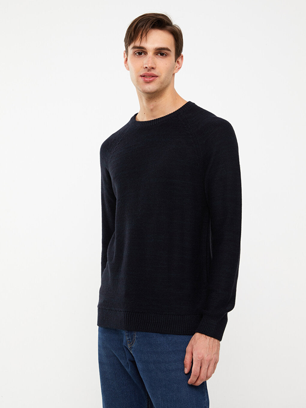 Crew Neck Long Sleeve Men's Knitwear Sweater