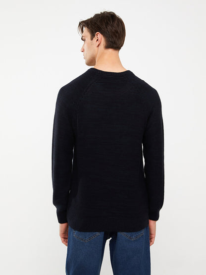 Crew Neck Long Sleeve Men's Knitwear Sweater