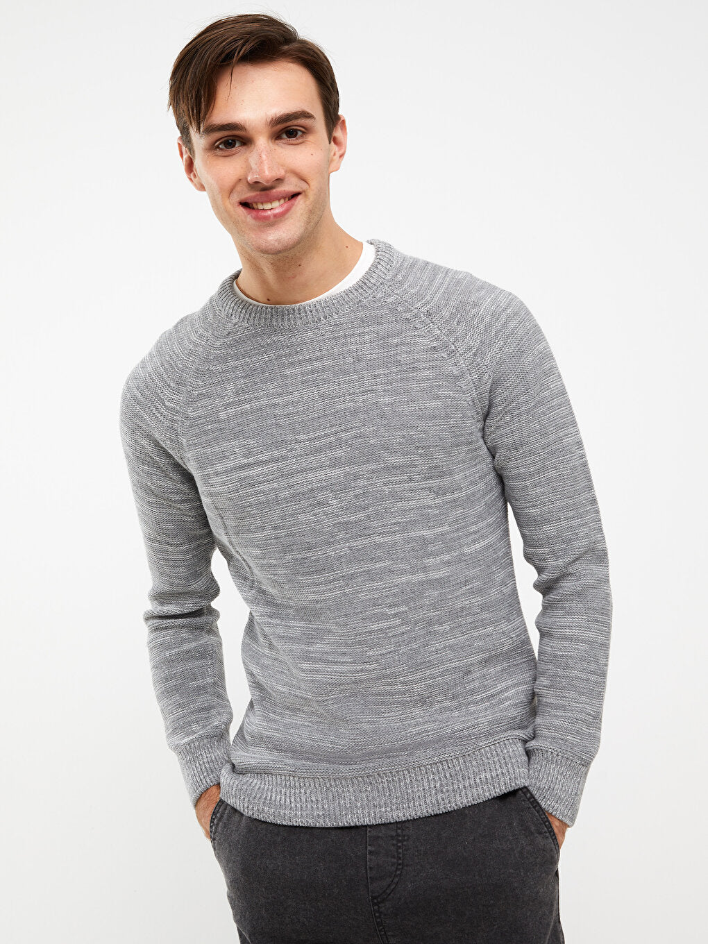 Crew Neck Long Sleeve Men's Knitwear Sweater