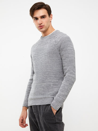 Crew Neck Long Sleeve Men's Knitwear Sweater