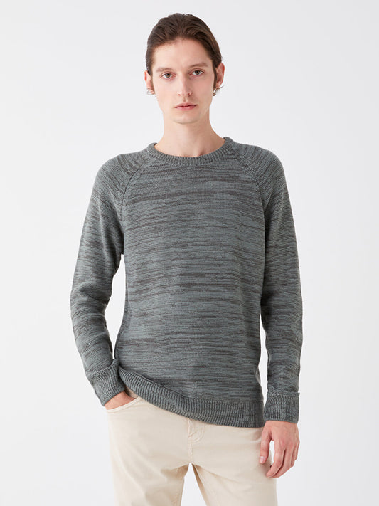 Crew Neck Long Sleeve Men's Knitwear Sweater