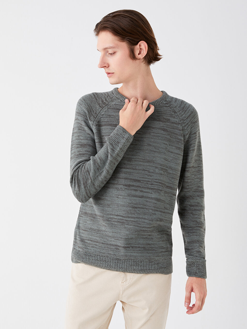 Crew Neck Long Sleeve Men's Knitwear Sweater