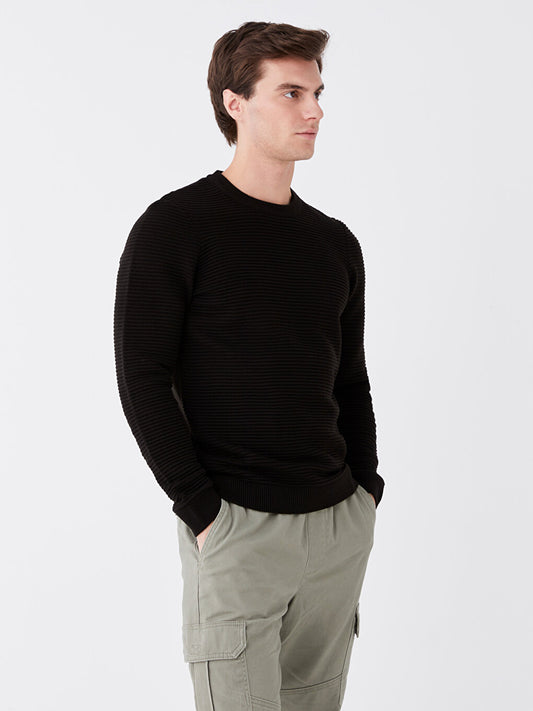 Crew Neck Long Sleeve Men's Knitwear Sweater