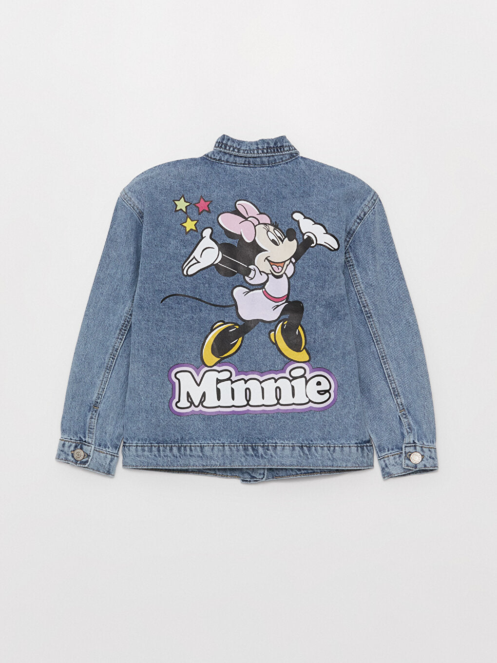 Shirt Collar Minnie Mouse Printed Girl's Jean Jacket