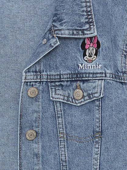 Shirt Collar Minnie Mouse Printed Girl's Jean Jacket