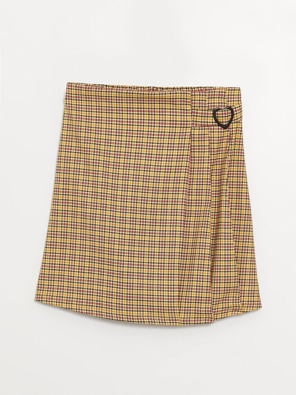 Houndstooth Patterned Girl's Skirt with Elastic Waist