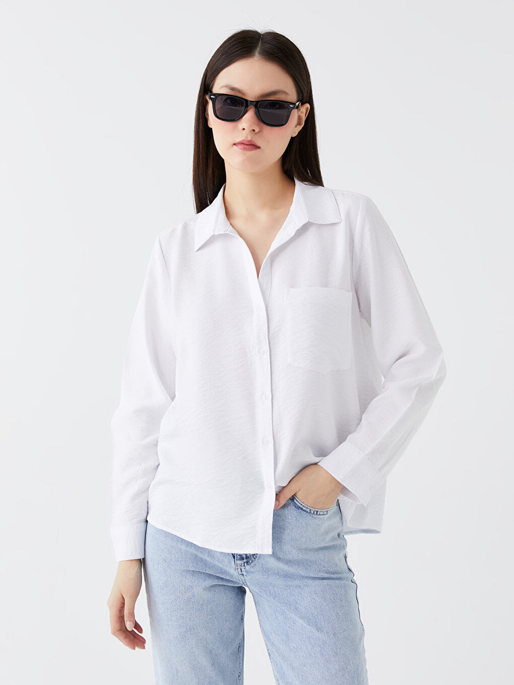 Plain Long Sleeve Oversize Women's Shirt