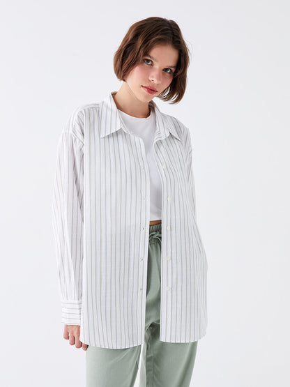 Striped Long Sleeve Oversize Women's Shirt