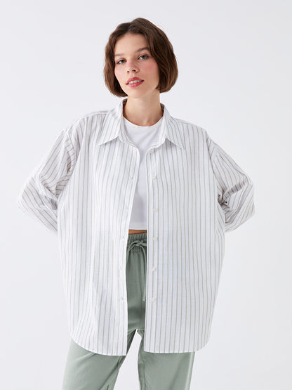 Striped Long Sleeve Oversize Women's Shirt