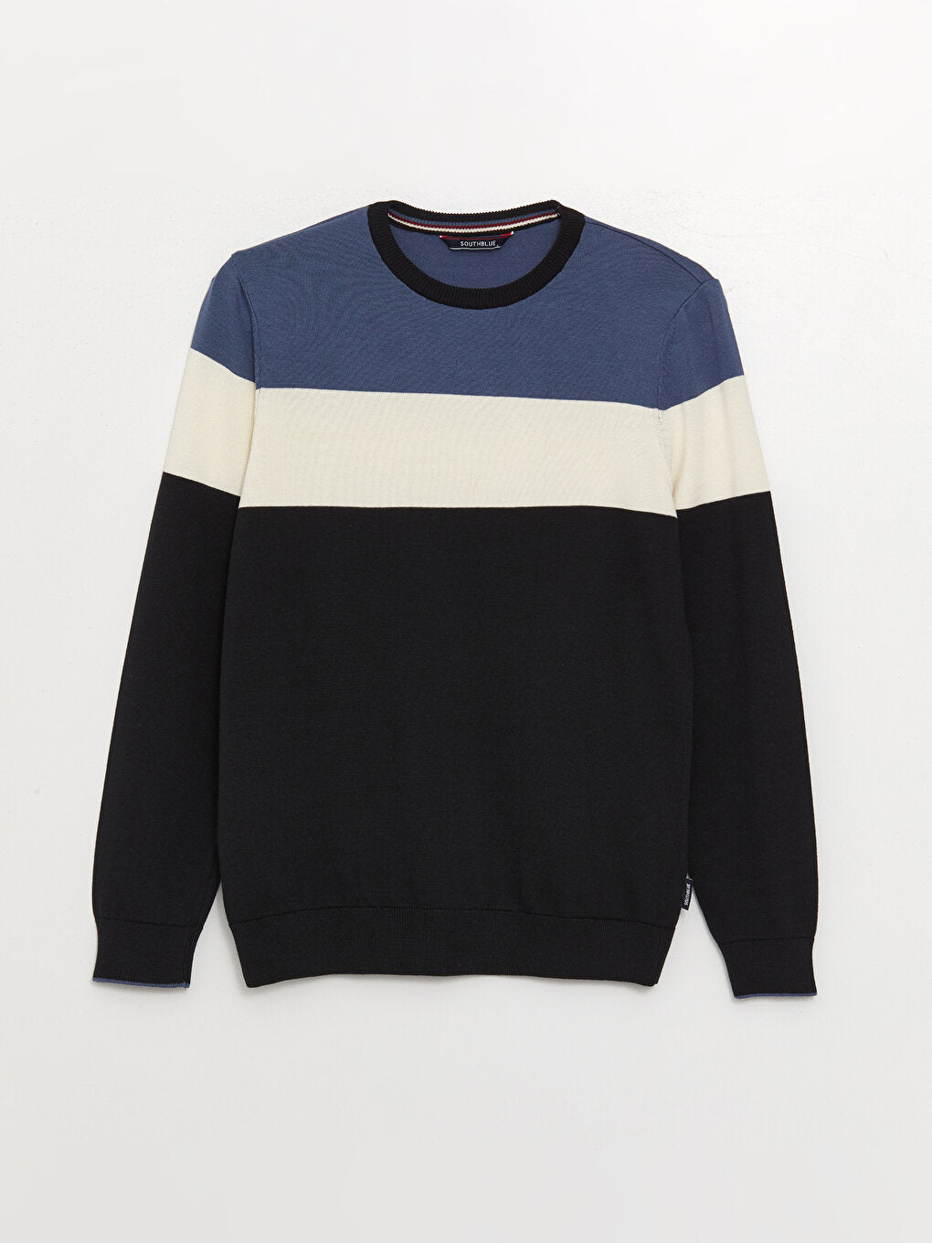 Crew Neck Long Sleeve Color Block Men's Knitwear Sweater