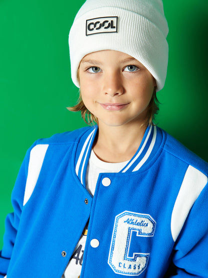 Label Detailed Boy's Knitwear Beanie