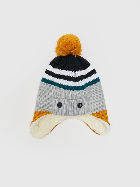 Color Blocked Pompom Boy's Beanie