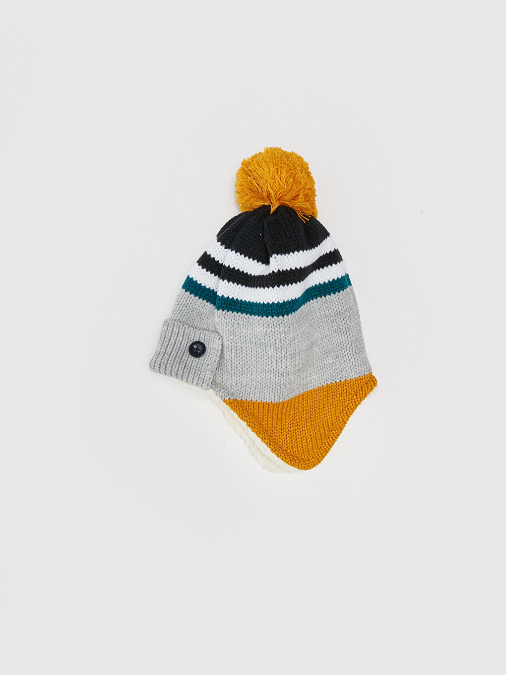 Color Blocked Pompom Boy's Beanie