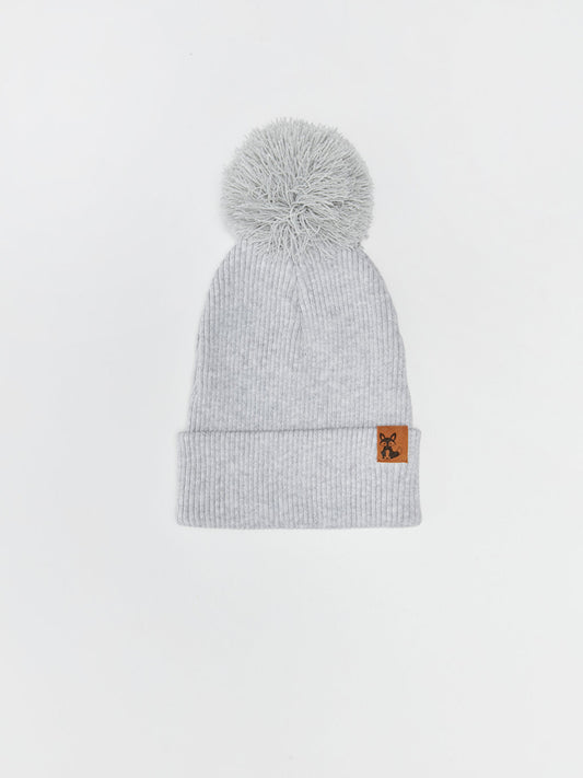 Label Printed Pompom Boy Beanie