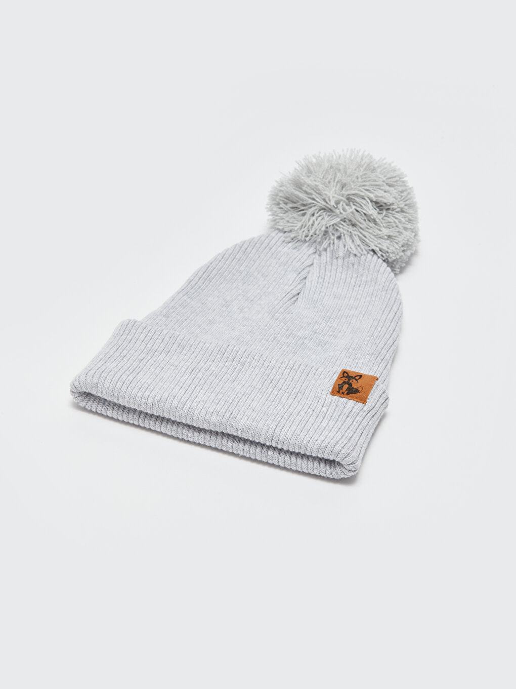 Label Printed Pompom Boy Beanie