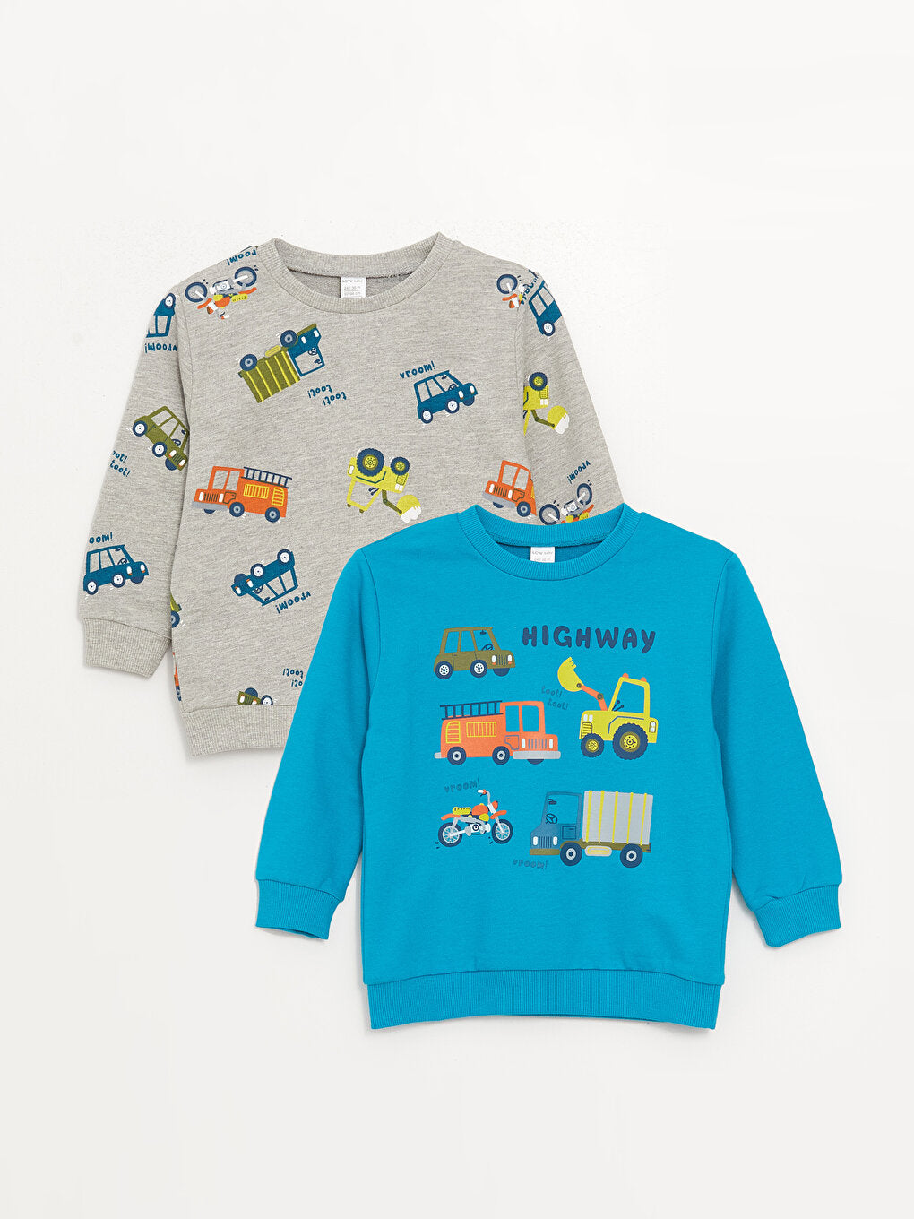 Printed Long Sleeve Baby Boy Sweatshirt 2-pack