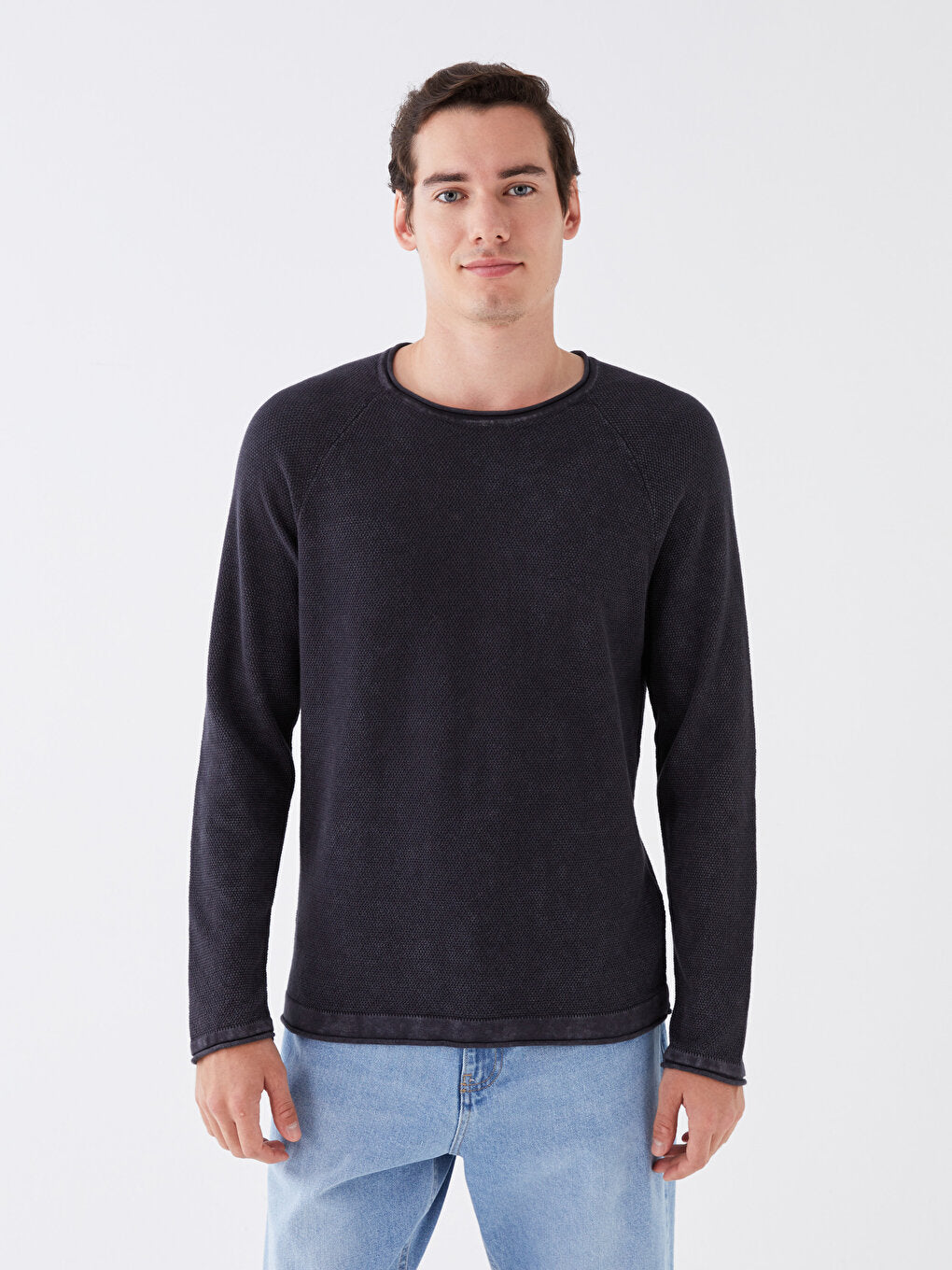 Crew Neck Long Sleeve Men's Knitwear Sweater