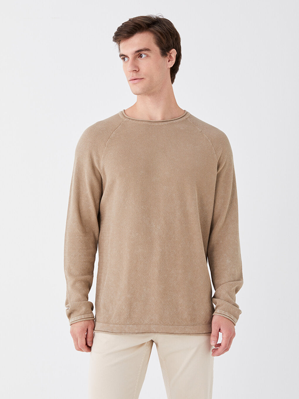 Crew Neck Long Sleeve Men's Knitwear Sweater