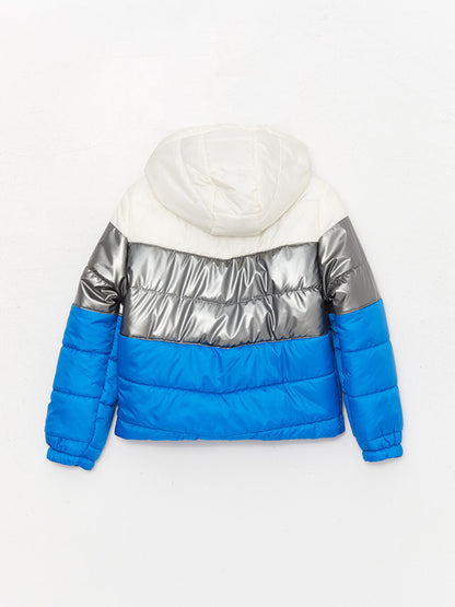 Hooded Color Block Boys Puffer Coat