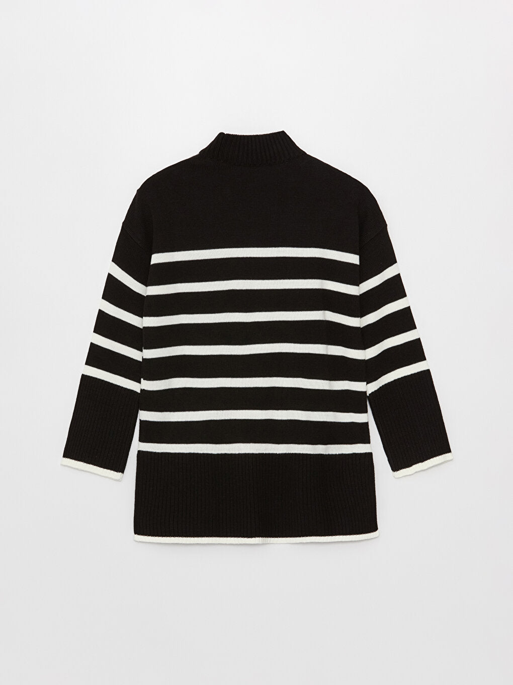 Half Turtleneck Striped Long Sleeve Women's Knitwear Tunic