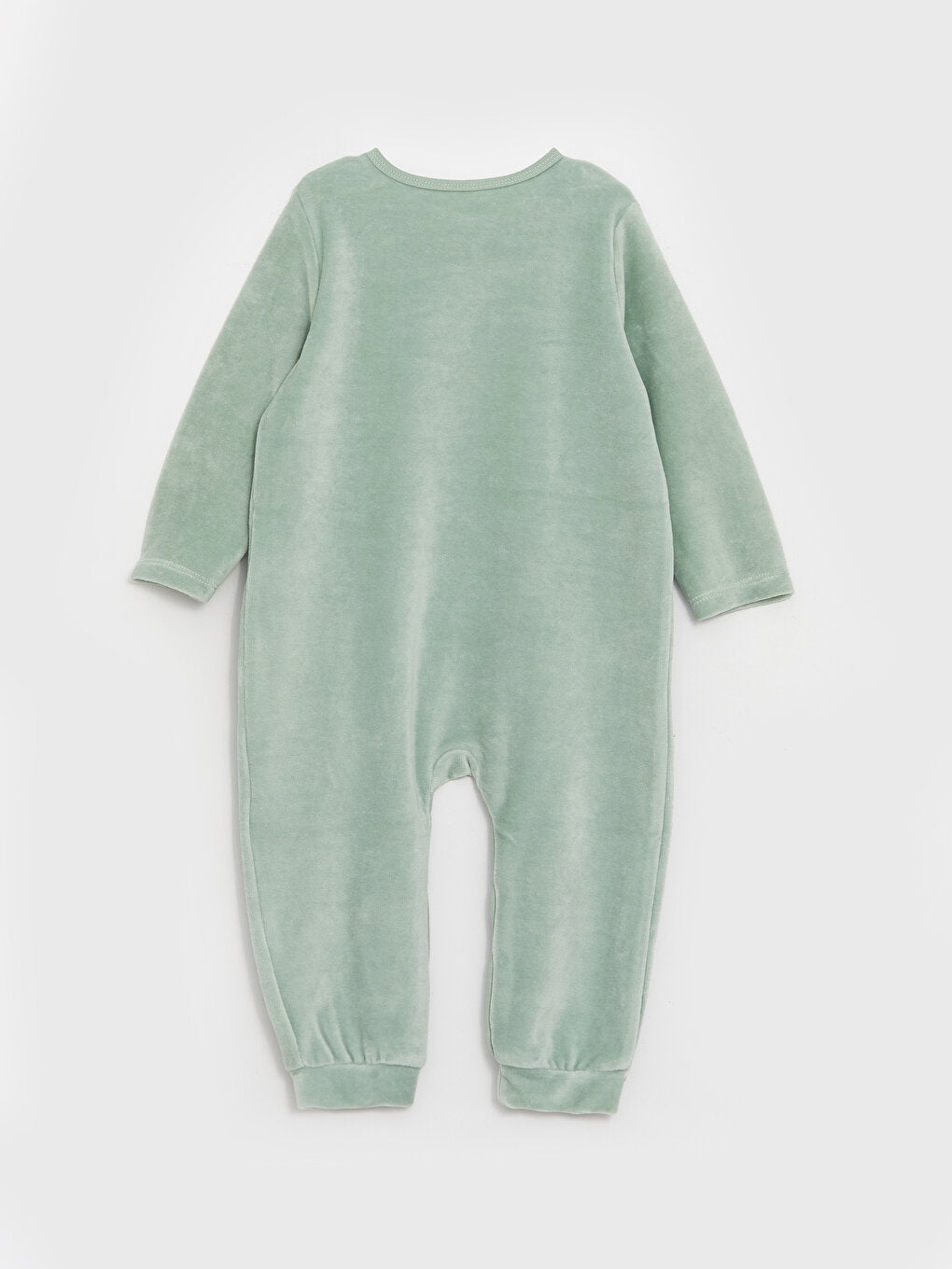 Crew Neck Long Sleeve Baby Boy Jumpsuit with Embroidery Detail