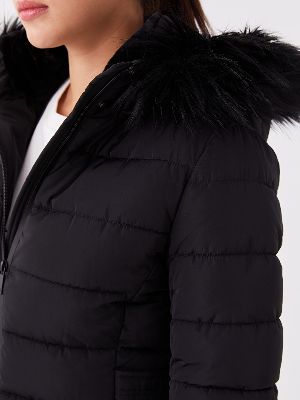 Women's Hooded Plain Puffer Coat