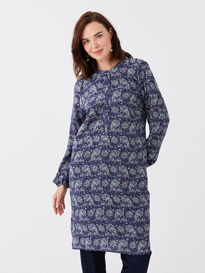 Crew Neck Floral Long Sleeve Women's Tunic