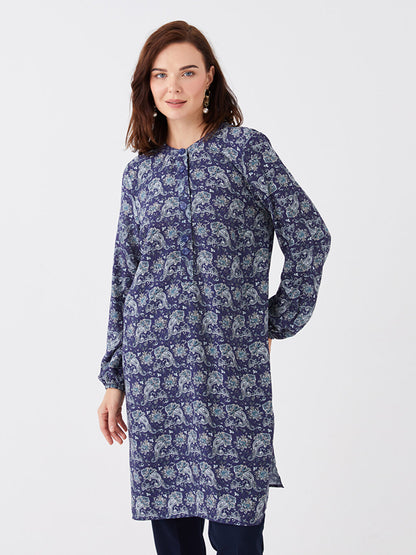 Crew Neck Floral Long Sleeve Women's Tunic