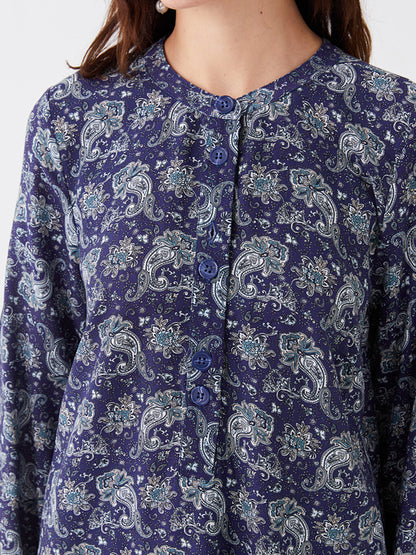 Crew Neck Floral Long Sleeve Women's Tunic