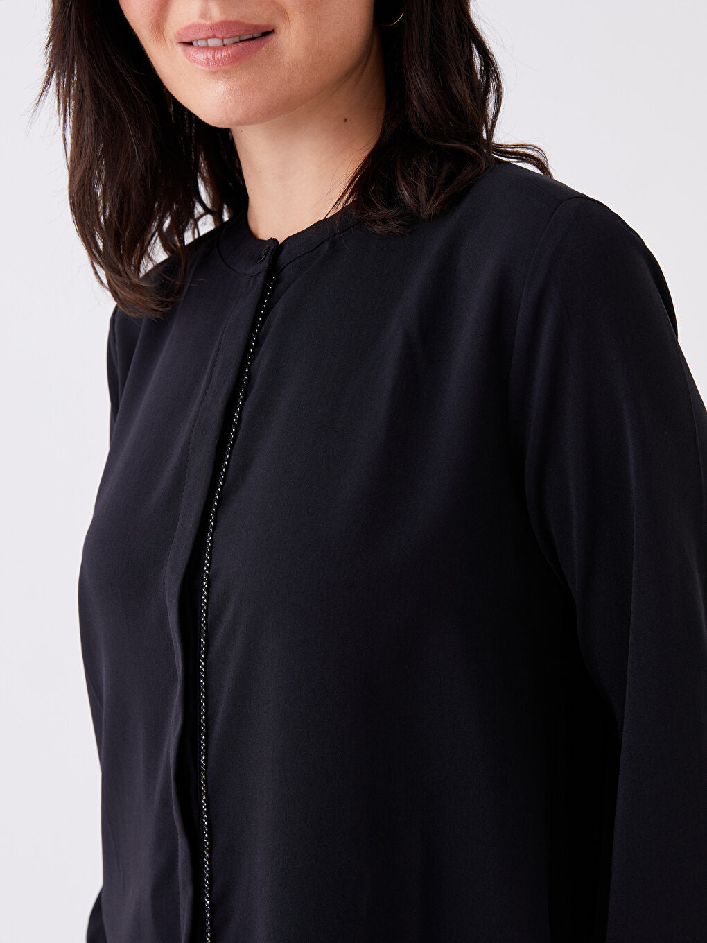 Magnificent Collar Plain Long Sleeve Women's Tunic