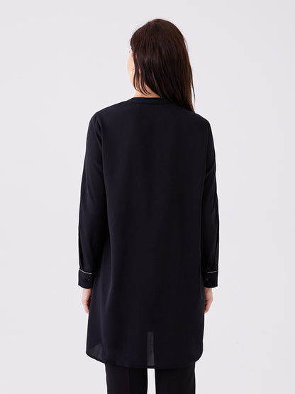 Magnificent Collar Plain Long Sleeve Women's Tunic