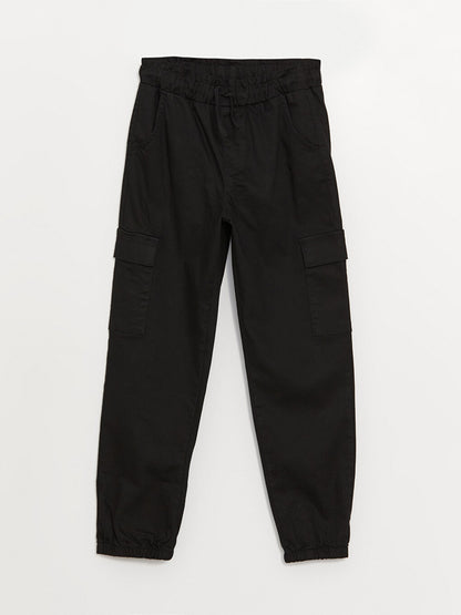 Basic Girl's Cargo Pants with Elastic Waist