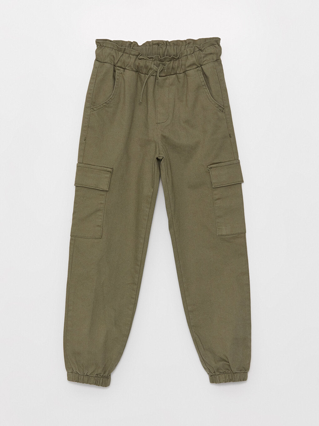 Basic Girl's Cargo Pants with Elastic Waist